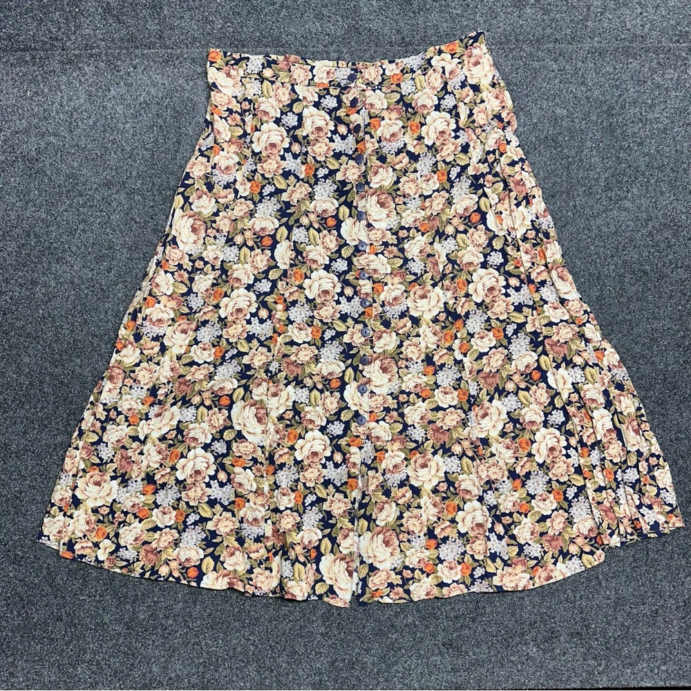 Vintage floral button up skirt boho rose whimsygoth western cowgirl cottagecore